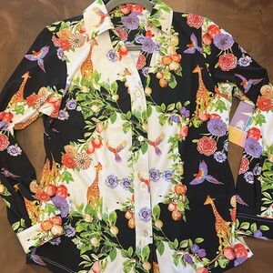 Kenny Dana UPF 50 Floral Button Down Shirt NWT